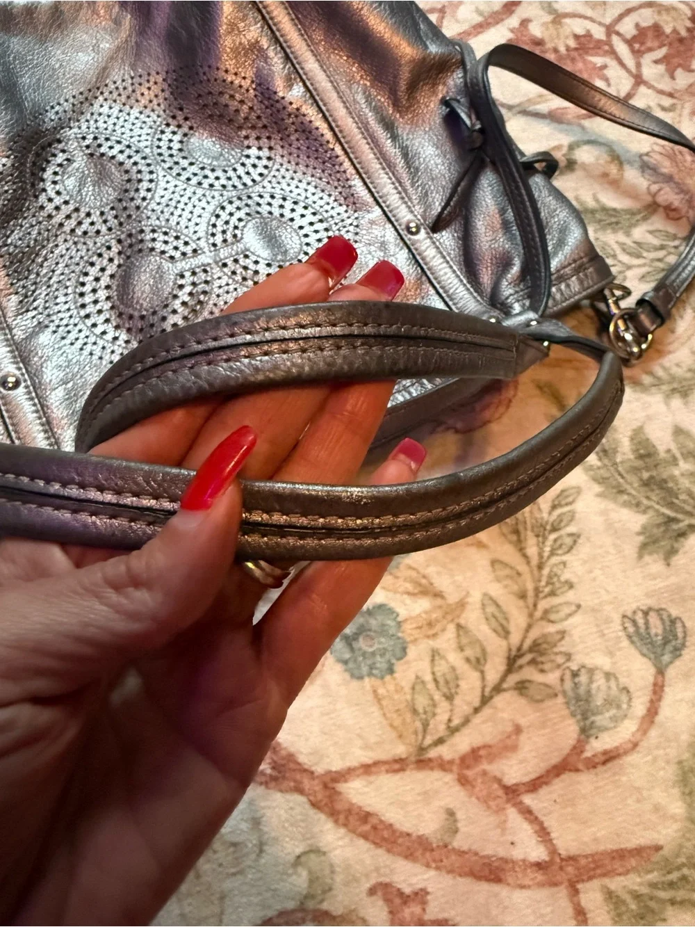 Coach Audrey Metallic Leather Cinched Tote Style 19567